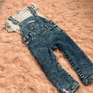 Little Lass Unicorn Overalls with shirt- 24 months